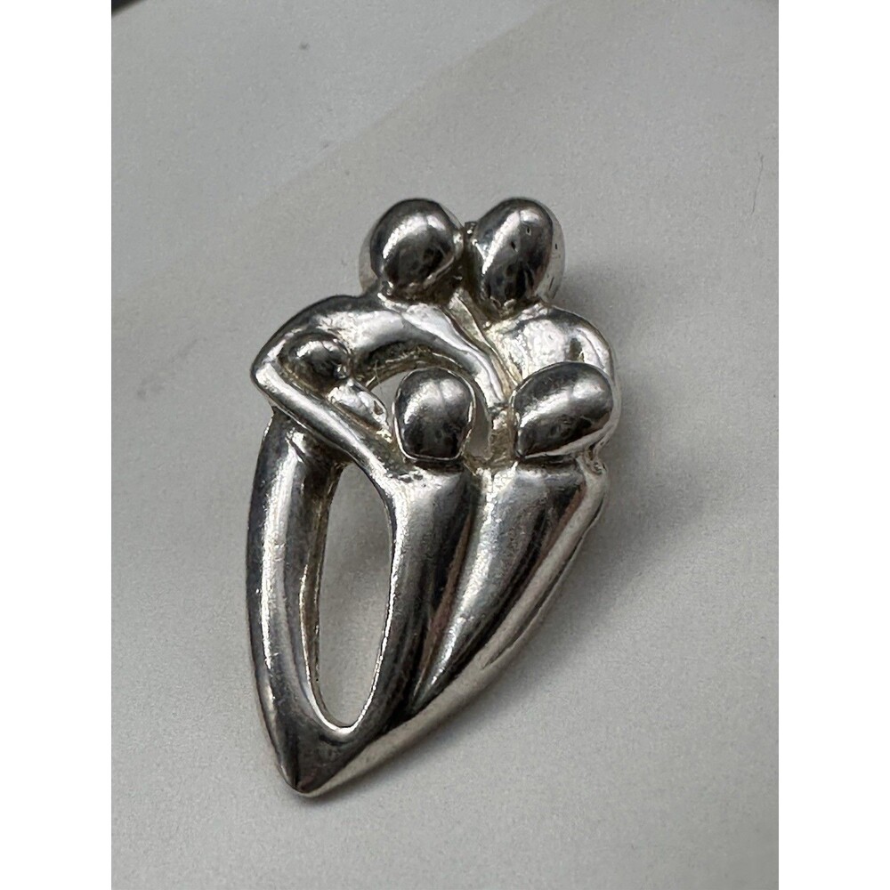 925 Sterling Silver Family Pendant Charm w 3 Children